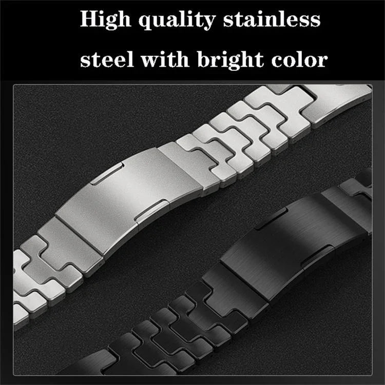 Bracelet de montre en acier inoxydable avec boucle papillon à dégagement rapide de type H, compatible avec les Apple Watch 44 mm / 45 mm / 46 mm / 49 mm et 42 mm / 41 mm / 40 mm / 38 mm.