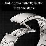 Bracelet de montre en acier inoxydable avec boucle papillon à dégagement rapide de type H, compatible avec les Apple Watch 44 mm / 45 mm / 46 mm / 49 mm et 42 mm / 41 mm / 40 mm / 38 mm.