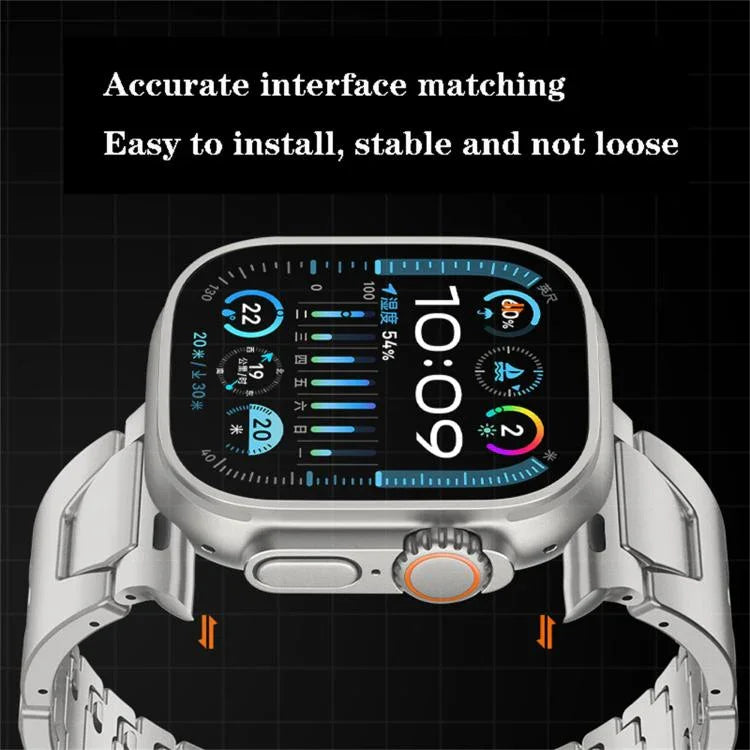 Bracelet de montre en acier inoxydable avec boucle papillon à dégagement rapide de type H, compatible avec les Apple Watch 44 mm / 45 mm / 46 mm / 49 mm et 42 mm / 41 mm / 40 mm / 38 mm.