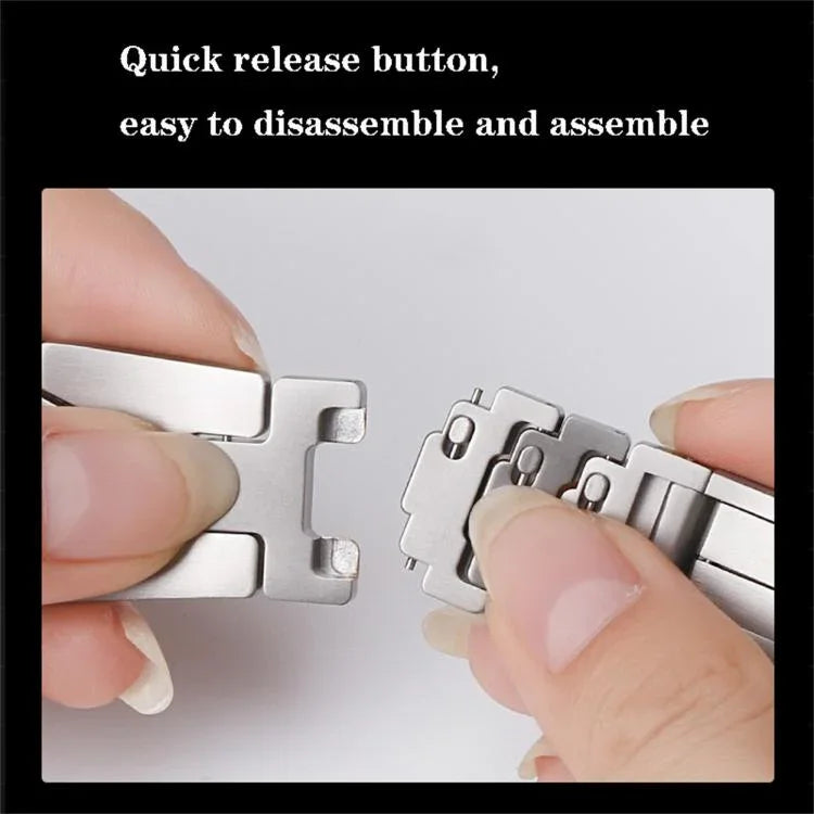 Bracelet de montre en acier inoxydable avec boucle papillon à dégagement rapide de type H, compatible avec les Apple Watch 44 mm / 45 mm / 46 mm / 49 mm et 42 mm / 41 mm / 40 mm / 38 mm.