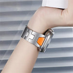 Bracelet de montre en acier inoxydable avec boucle papillon à dégagement rapide de type H, compatible avec les Apple Watch 44 mm / 45 mm / 46 mm / 49 mm et 42 mm / 41 mm / 40 mm / 38 mm.