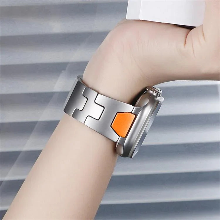 Bracelet de montre en acier inoxydable avec boucle papillon à dégagement rapide de type H, compatible avec les Apple Watch 44 mm / 45 mm / 46 mm / 49 mm et 42 mm / 41 mm / 40 mm / 38 mm.