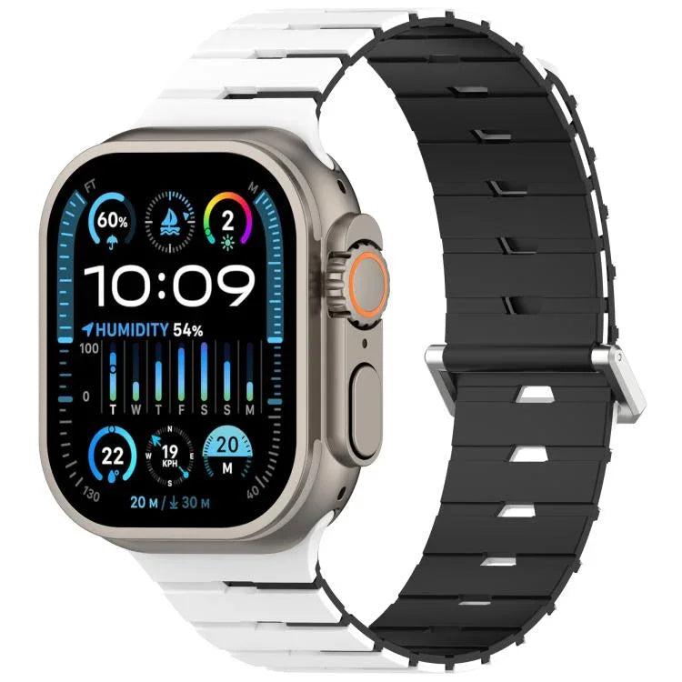 Bracelet de montre magnétique bicolore en silicone, style mélodica, pour Apple Watch 46 mm / 49 mm / 45 mm / 44 mm et pour Apple Watch 42 mm / 41 mm / 40 mm / 38 mm