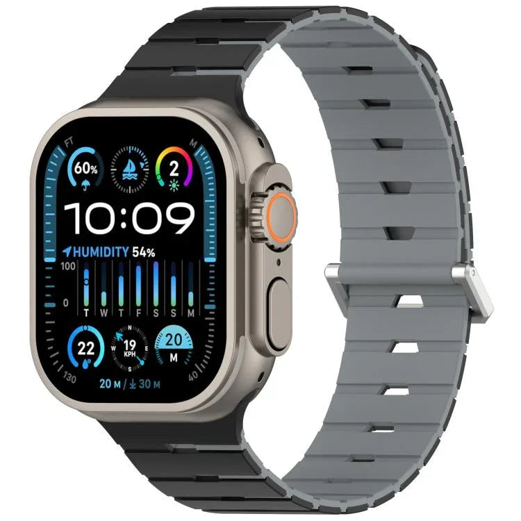 Melodica-Style Magnetic Dual-Color Silicone Watch Band, For Apple Watch 46mm / 49mm / 45mm / 44mm, For Apple Watch 42mm / 41mm / 40mm / 38mm