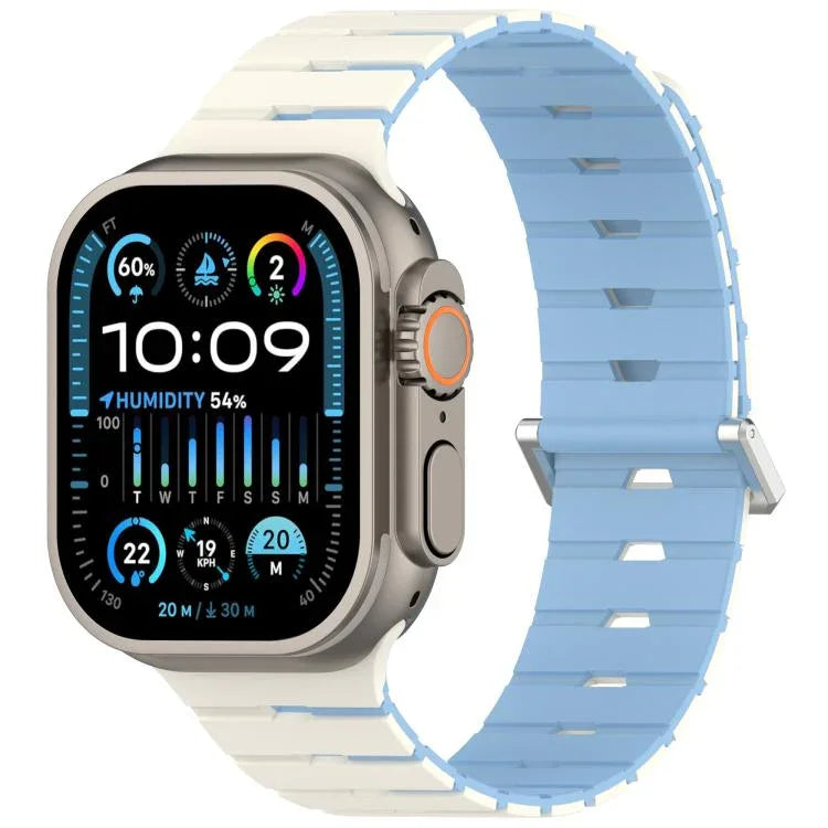 Melodica-Style Magnetic Dual-Color Silicone Watch Band, For Apple Watch 46mm / 49mm / 45mm / 44mm, For Apple Watch 42mm / 41mm / 40mm / 38mm