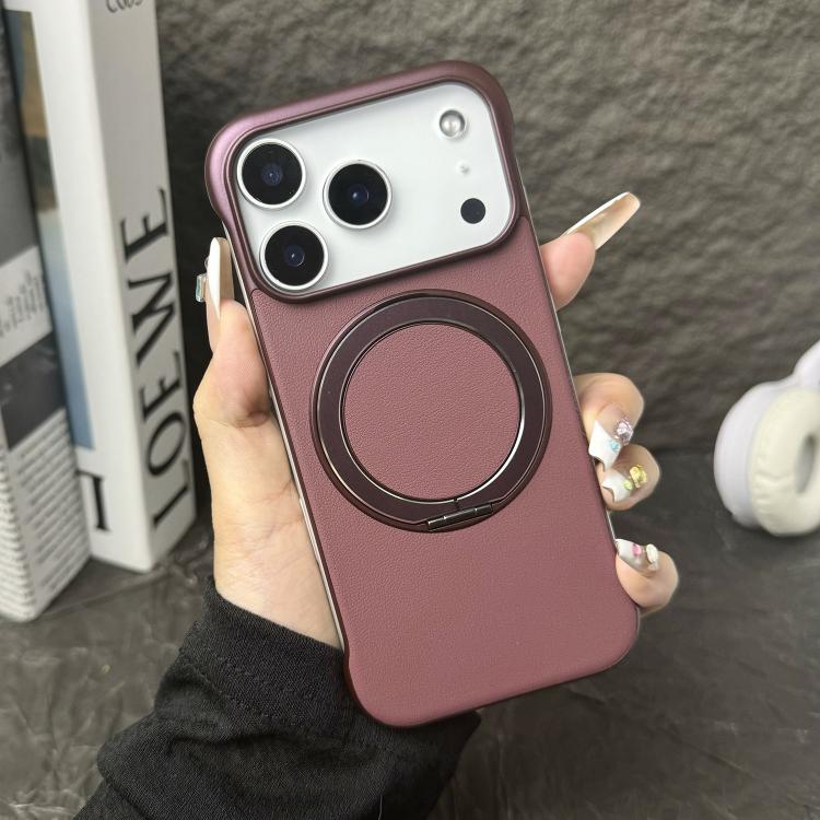 Coque de Téléphone sans Cadre en Cuir-Peau PC avec Support MagSafe, Pour iPhone 17 Pro Max, Pour iPhone 17 Pro, Pour iPhone 17, Pour iPhone Air, Pour iPhone 16 Pro Max, Pour iPhone 16 Pro