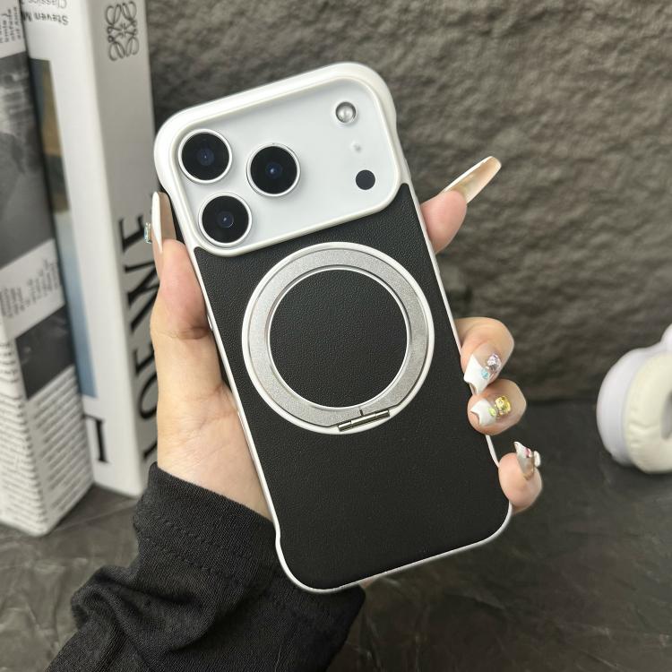 Coque de Téléphone sans Cadre en Cuir-Peau PC avec Support MagSafe, Pour iPhone 17 Pro Max, Pour iPhone 17 Pro, Pour iPhone 17, Pour iPhone Air, Pour iPhone 16 Pro Max, Pour iPhone 16 Pro