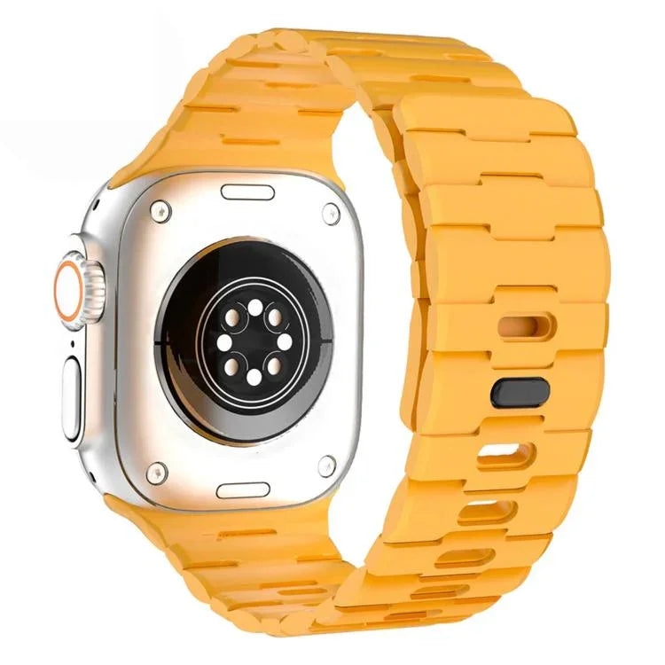 Bracelet de montre magnétique en silicone à une seule goupille, orné d'un motif de cheval, pour Apple Watch 46 mm / 49 mm / 45 mm / 44 mm