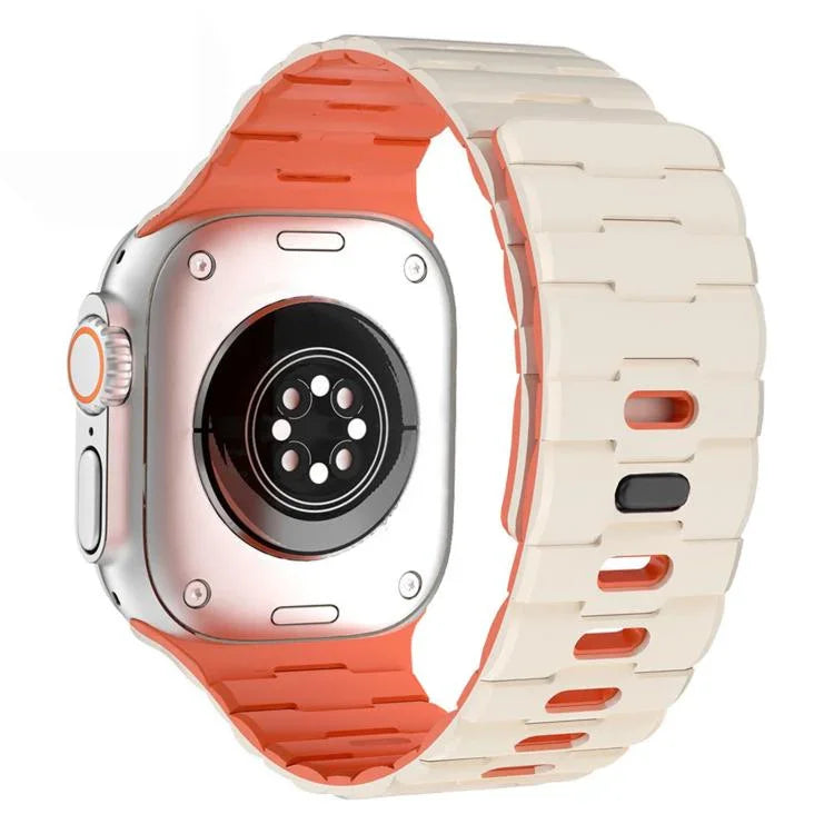 Bracelet de montre magnétique en silicone à une seule goupille, orné d'un motif de cheval, pour Apple Watch 46 mm / 49 mm / 45 mm / 44 mm