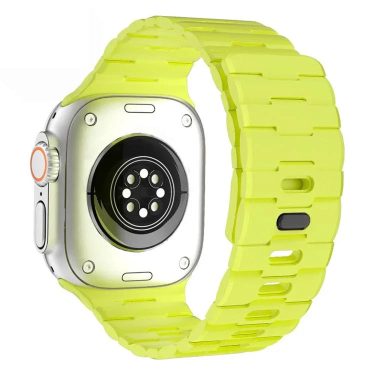 Bracelet de montre magnétique en silicone à une seule goupille, orné d'un motif de cheval, pour Apple Watch 46 mm / 49 mm / 45 mm / 44 mm