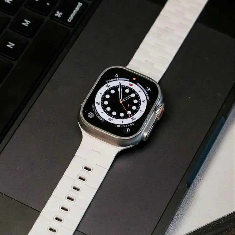 Bracelet de montre magnétique en silicone à une seule goupille, orné d'un motif de cheval, pour Apple Watch 46 mm / 49 mm / 45 mm / 44 mm