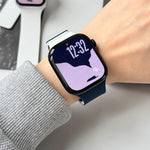 Bracelet de montre magnétique en silicone texturé litchi bicolore, compatible avec Apple Watch 46 mm / 49 mm / 45 mm / 44 mm et Apple Watch 42 mm / 41 mm / 40 mm / 38 mm.