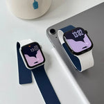 Bracelet de montre magnétique en silicone texturé litchi bicolore, compatible avec Apple Watch 46 mm / 49 mm / 45 mm / 44 mm et Apple Watch 42 mm / 41 mm / 40 mm / 38 mm.