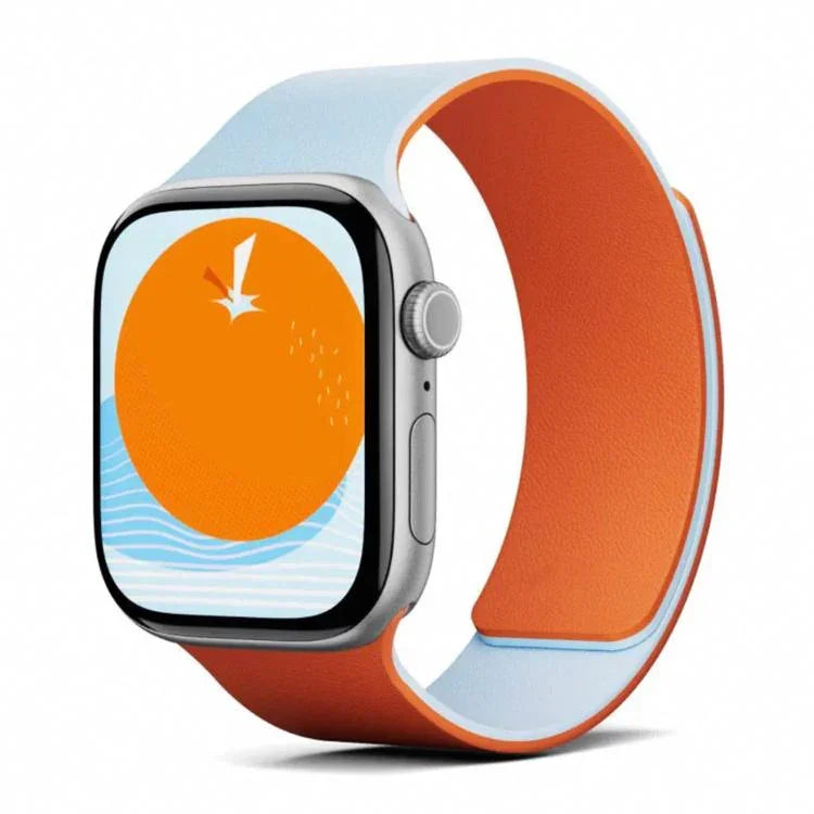 Bracelet de montre magnétique en silicone texturé litchi bicolore, compatible avec Apple Watch 46 mm / 49 mm / 45 mm / 44 mm et Apple Watch 42 mm / 41 mm / 40 mm / 38 mm.