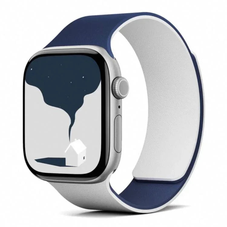 Bracelet de montre magnétique en silicone texturé litchi bicolore, compatible avec Apple Watch 46 mm / 49 mm / 45 mm / 44 mm et Apple Watch 42 mm / 41 mm / 40 mm / 38 mm.