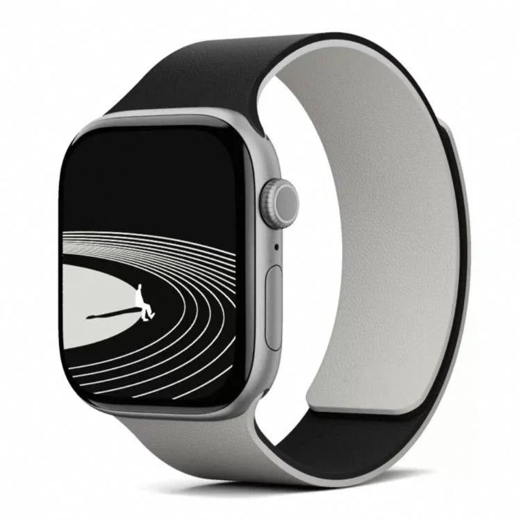 Bracelet de montre magnétique en silicone texturé litchi bicolore, compatible avec Apple Watch 46 mm / 49 mm / 45 mm / 44 mm et Apple Watch 42 mm / 41 mm / 40 mm / 38 mm.