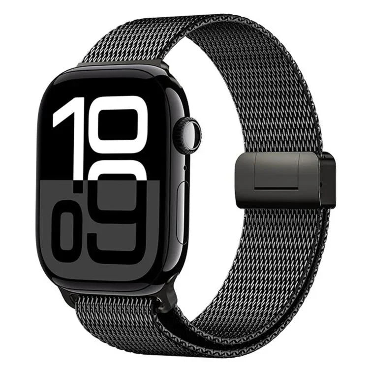 Bracelet de montre en titane massif avec boucle magnétique milanaise, compatible avec Apple Watch 46 mm / 49 mm / 45 mm / 44 mm