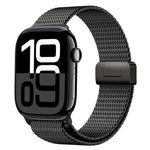 Bracelet de montre en titane massif avec boucle magnétique milanaise, compatible avec Apple Watch 46 mm / 49 mm / 45 mm / 44 mm