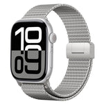 Bracelet de montre en titane massif avec boucle magnétique milanaise, compatible avec Apple Watch 46 mm / 49 mm / 45 mm / 44 mm