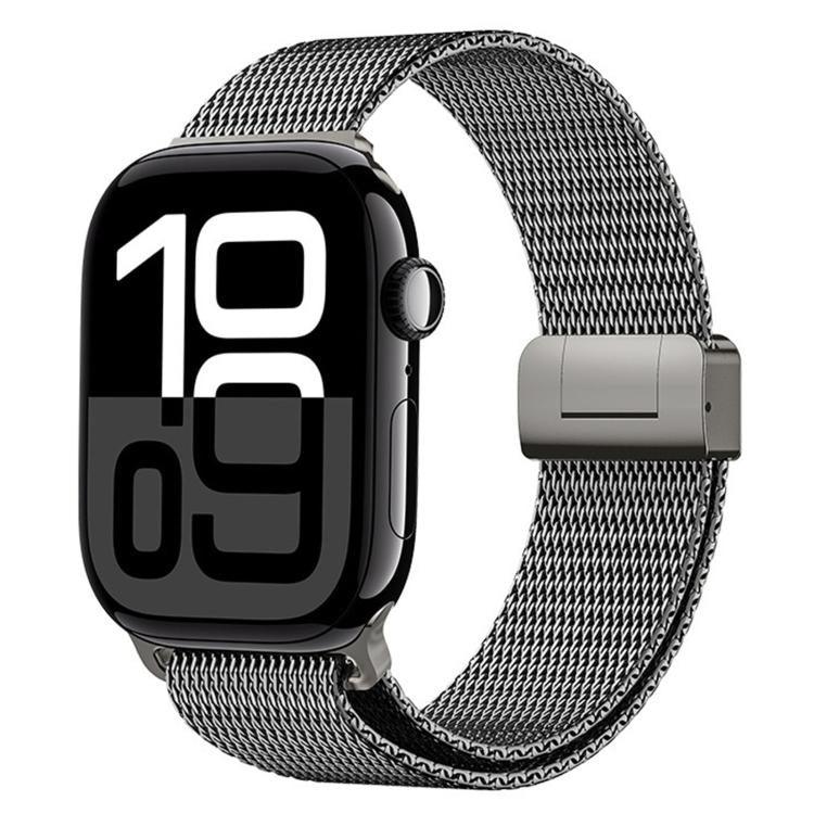 Bracelet de montre en titane massif avec boucle magnétique milanaise, compatible avec Apple Watch 46 mm / 49 mm / 45 mm / 44 mm