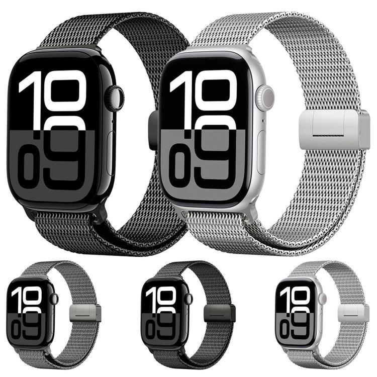 Bracelet de montre en titane massif avec boucle magnétique milanaise, compatible avec Apple Watch 46 mm / 49 mm / 45 mm / 44 mm