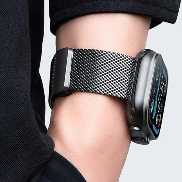 Bracelet de montre en titane massif avec boucle magnétique milanaise, compatible avec Apple Watch 46 mm / 49 mm / 45 mm / 44 mm
