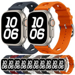 Bracelet de montre en silicone à boucle échelle, compatible avec Apple Watch 46 mm / 49 mm / 45 mm / 44 mm et Apple Watch 42 mm / 41 mm / 40 mm / 38 mm.