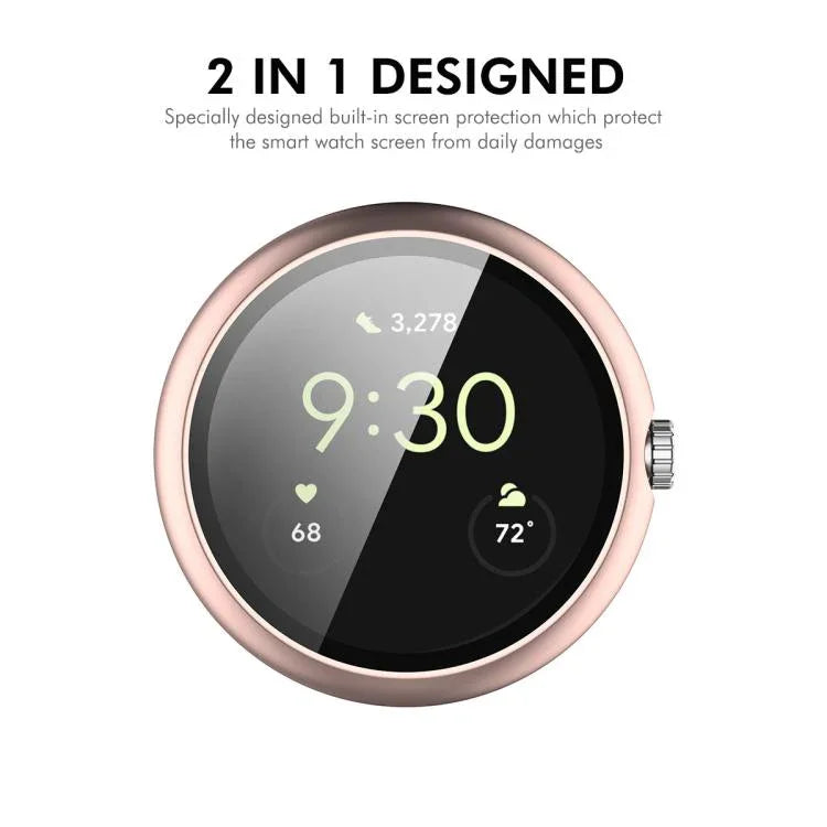 ENKAY Hat-Prince Film de protection en verre trempé à couverture intégrale avec coque de protection en PC intégrée, pour Google Pixel Watch 4 45mm, Pour Google Pixel Watch 4 41mm
