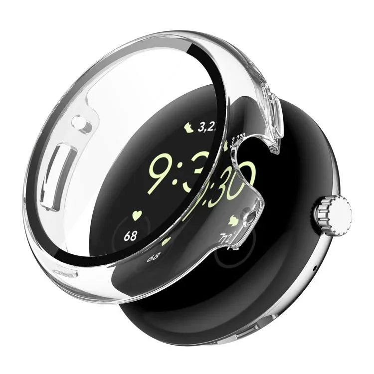 ENKAY Hat-Prince Film de protection en verre trempé à couverture intégrale avec coque de protection en PC intégrée, pour Google Pixel Watch 4 45mm, Pour Google Pixel Watch 4 41mm