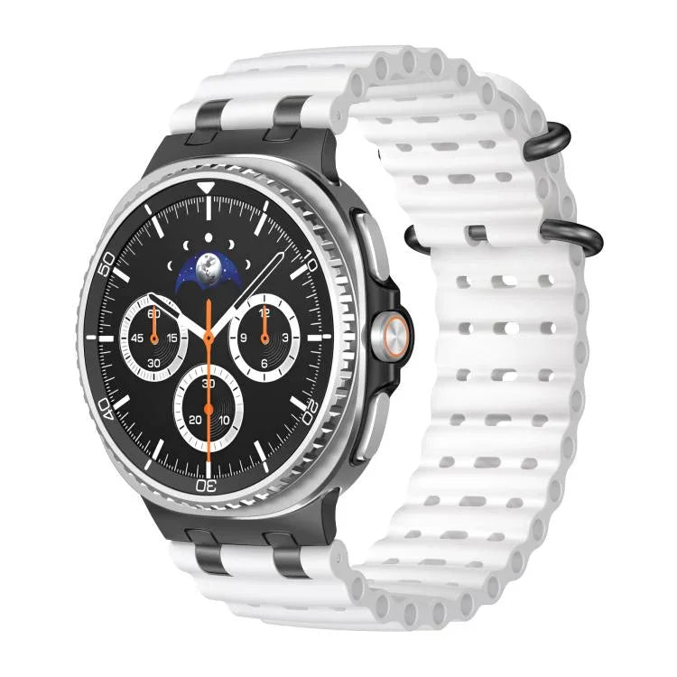 Bracelet de montre en silicone noir avec boucle en anneau et trous respirants Ocean, pour Samsung Galaxy Watch8 / Watch8 Classic