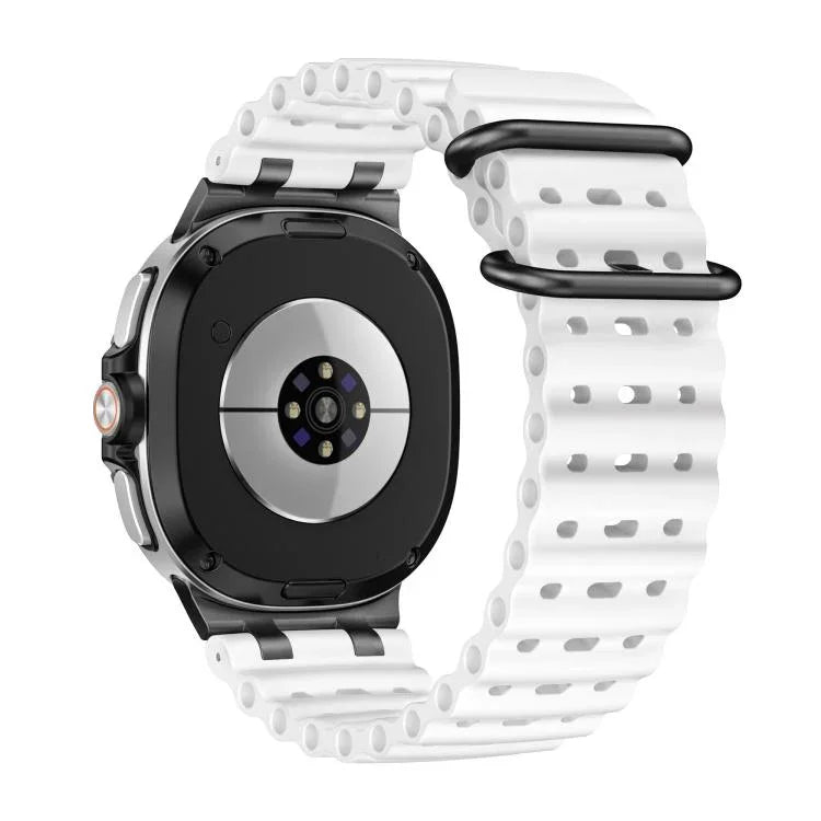 Bracelet de montre en silicone noir avec boucle en anneau et trous respirants Ocean, pour Samsung Galaxy Watch8 / Watch8 Classic
