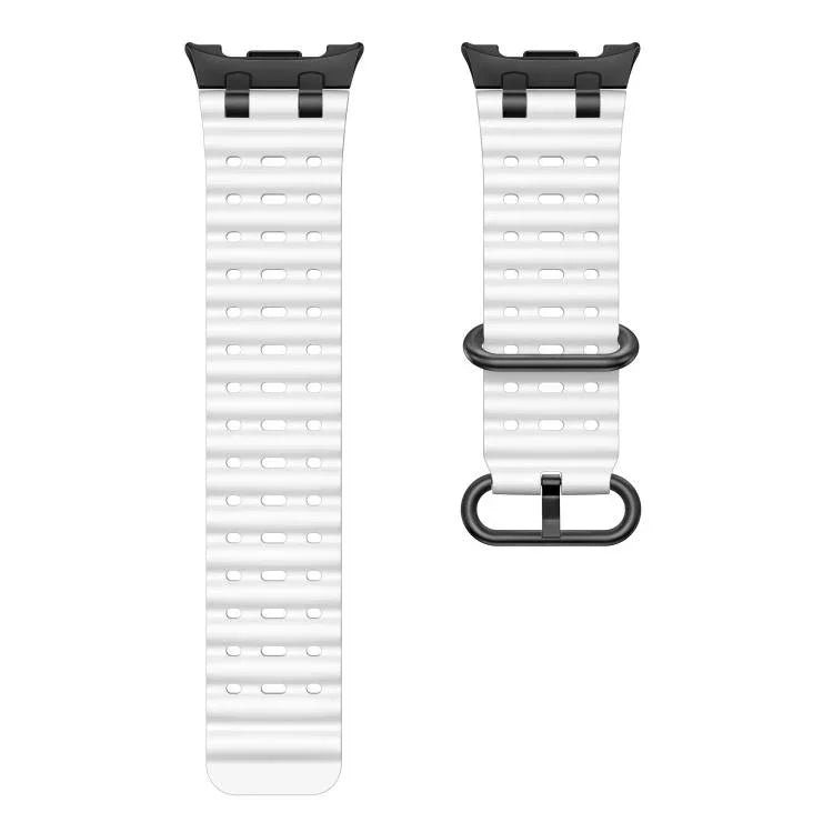 Bracelet de montre en silicone noir avec boucle en anneau et trous respirants Ocean, pour Samsung Galaxy Watch8 / Watch8 Classic