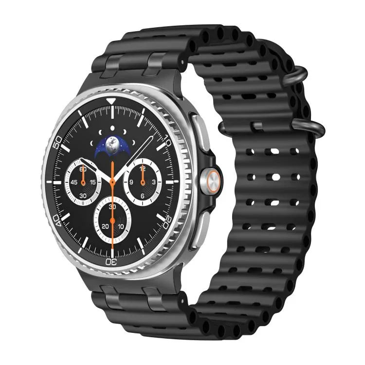 Bracelet de montre en silicone noir avec boucle en anneau et trous respirants Ocean, pour Samsung Galaxy Watch8 / Watch8 Classic