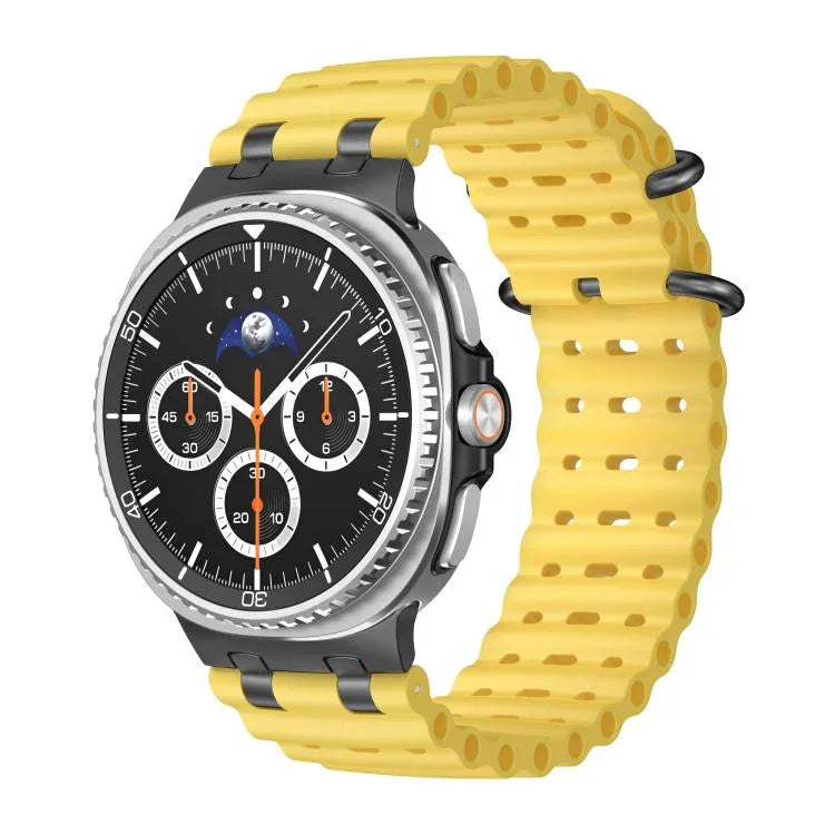 Bracelet de montre en silicone noir avec boucle en anneau et trous respirants Ocean, pour Samsung Galaxy Watch8 / Watch8 Classic
