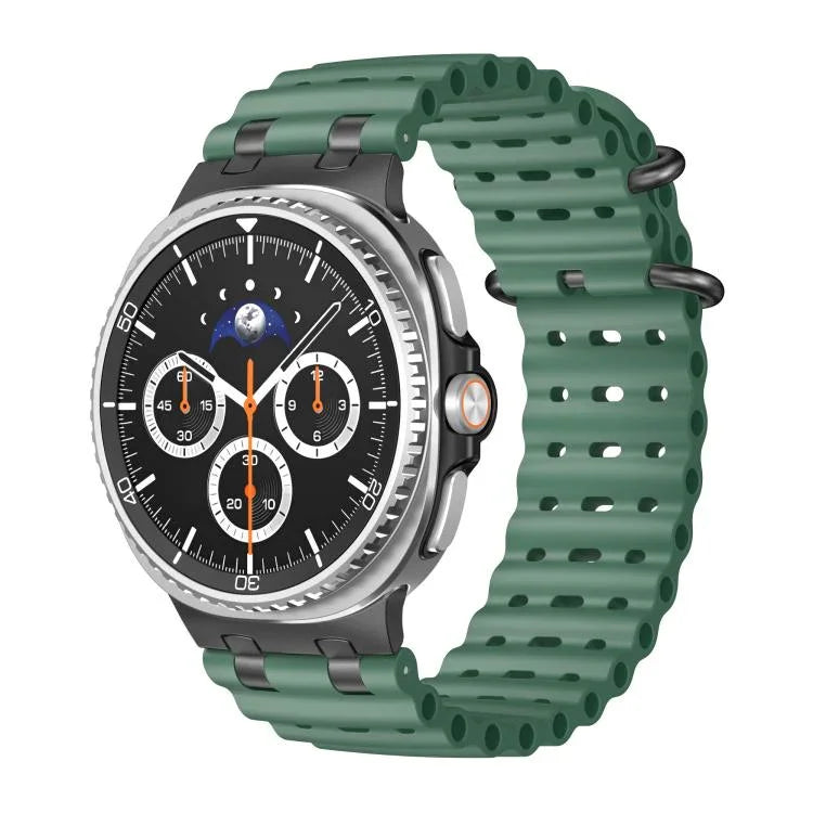 Bracelet de montre en silicone noir avec boucle en anneau et trous respirants Ocean, pour Samsung Galaxy Watch8 / Watch8 Classic