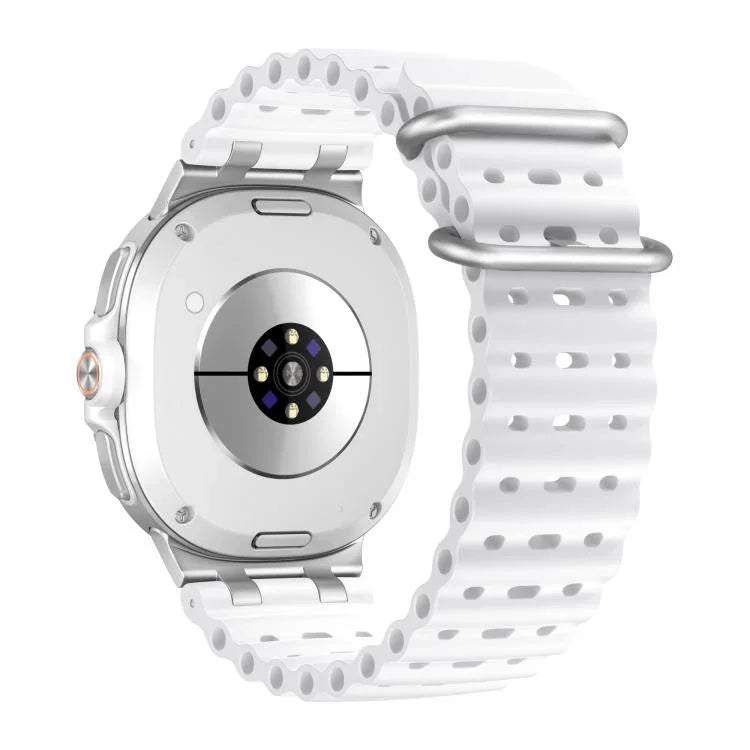 Bracelet de montre en silicone Ocean Breathable Holes avec boucle en anneau argenté, pour Samsung Galaxy Watch8 / Watch8 Classic