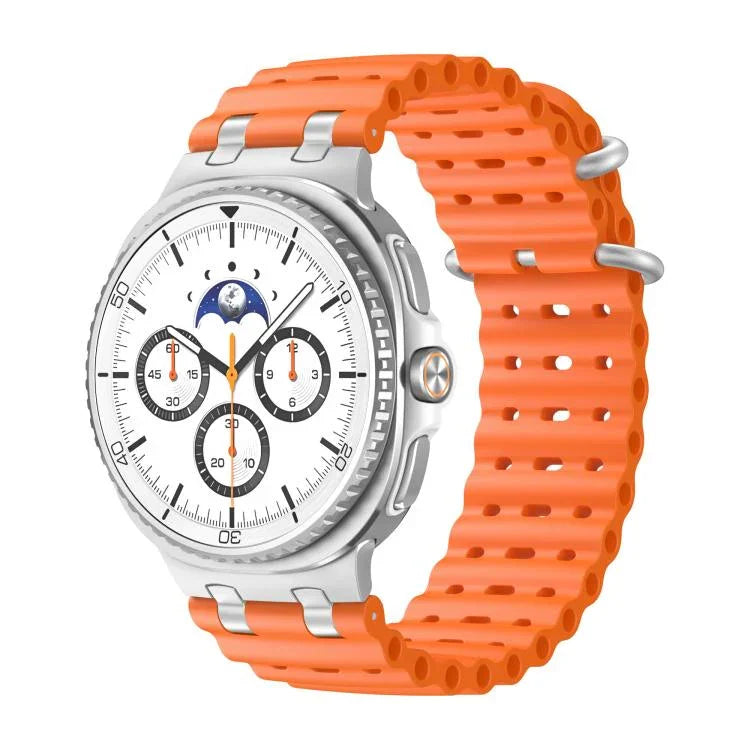 Bracelet de montre en silicone Ocean Breathable Holes avec boucle en anneau argenté, pour Samsung Galaxy Watch8 / Watch8 Classic