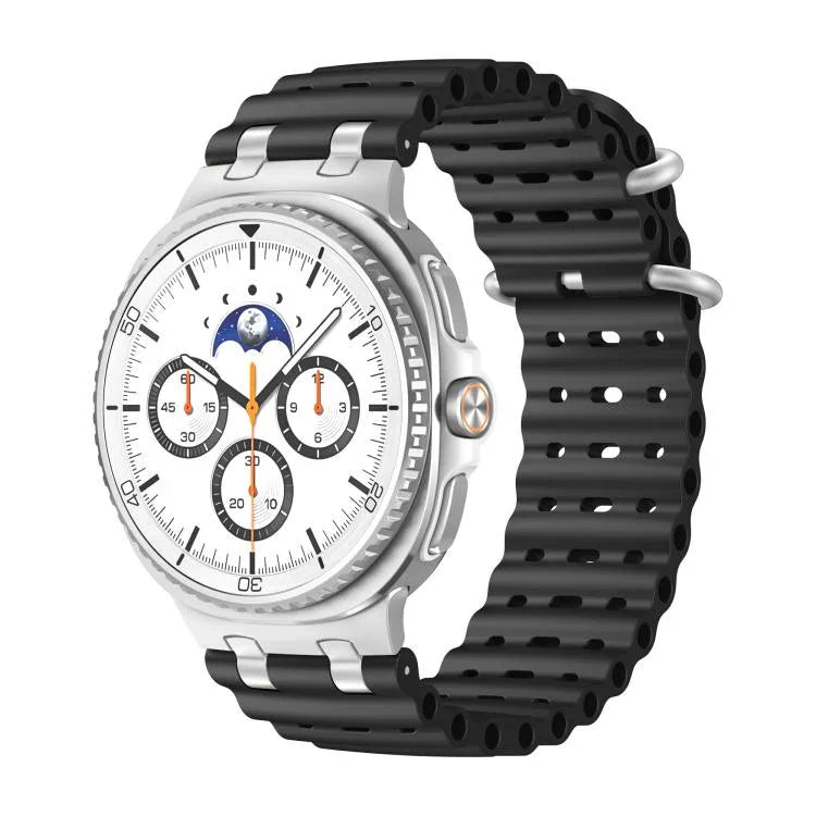 Bracelet de montre en silicone Ocean Breathable Holes avec boucle en anneau argenté, pour Samsung Galaxy Watch8 / Watch8 Classic