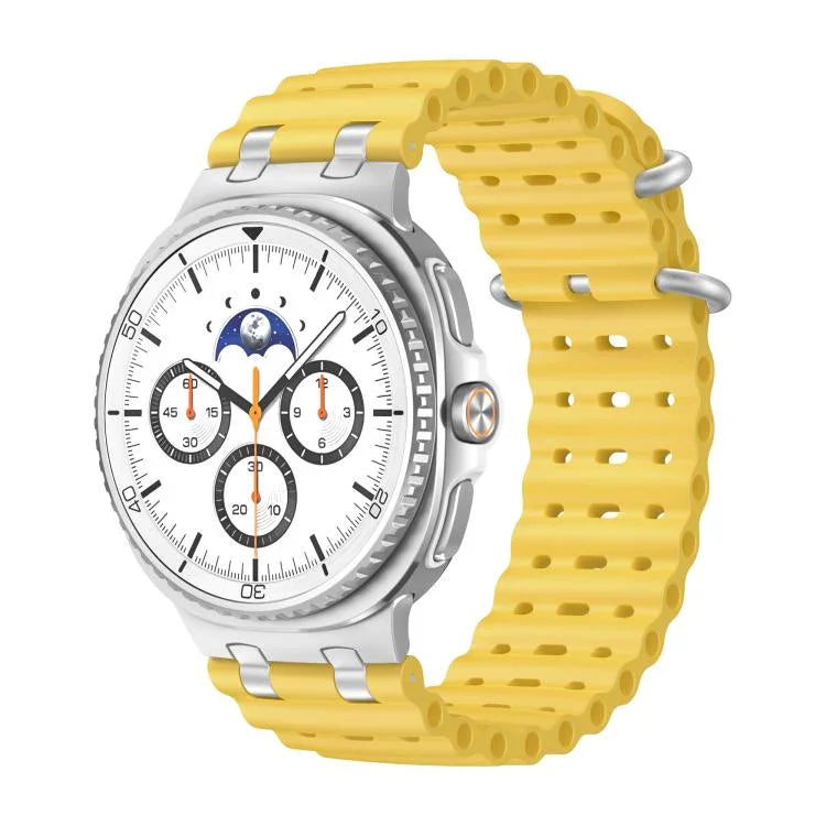 Bracelet de montre en silicone Ocean Breathable Holes avec boucle en anneau argenté, pour Samsung Galaxy Watch8 / Watch8 Classic