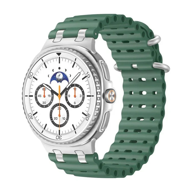 Bracelet de montre en silicone Ocean Breathable Holes avec boucle en anneau argenté, pour Samsung Galaxy Watch8 / Watch8 Classic