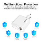 Chargeur TE-PD65 GaN PD 65W + QC4.0 USB Compatible avec tous les protocoles, prise EU