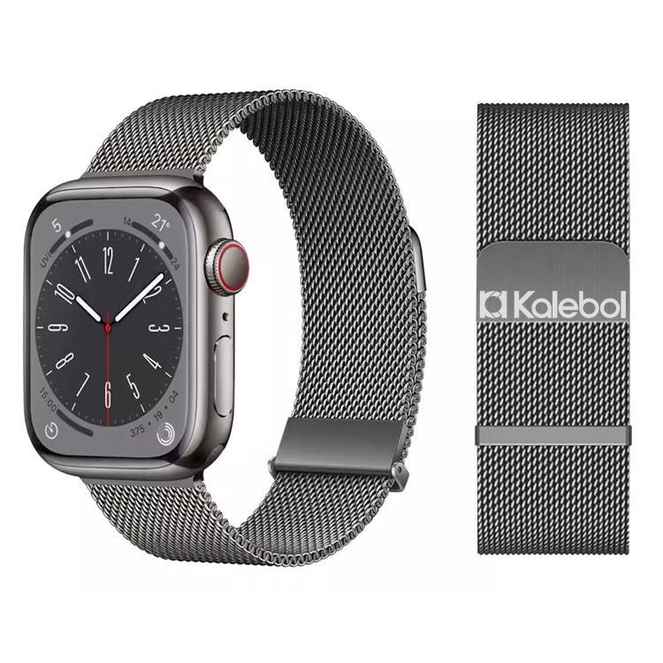 Bracelet de montre Kalebol Double Link Milanese Double Magnetic en acier inoxydable, pour Apple Watch 46 mm / 49 mm / 45 mm / 44 mm, pour Apple Watch 42 mm / 41 mm / 40 mm / 38 mm