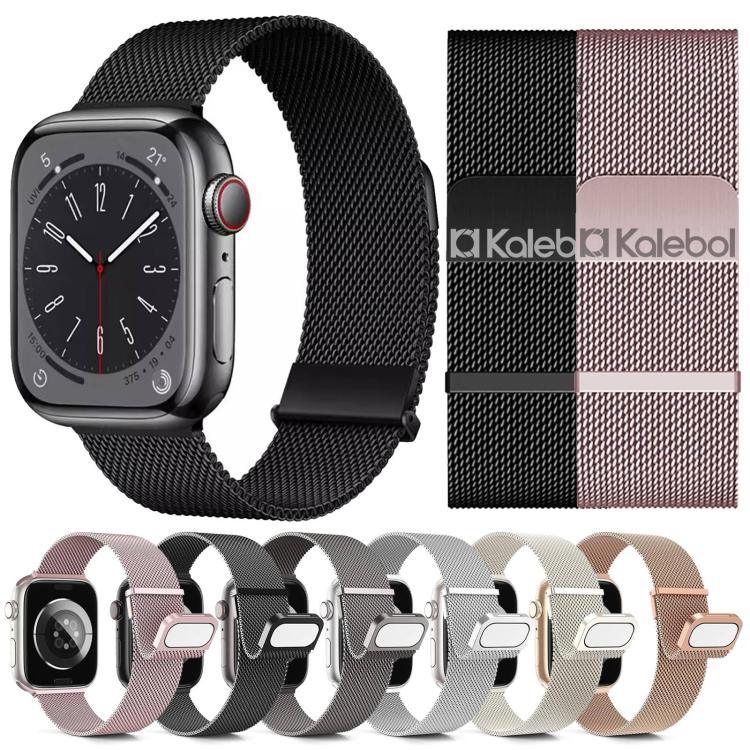 Bracelet de montre Kalebol Double Link Milanese Double Magnetic en acier inoxydable, pour Apple Watch 46 mm / 49 mm / 45 mm / 44 mm, pour Apple Watch 42 mm / 41 mm / 40 mm / 38 mm