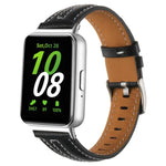 Bracelet de montre en cuir concave avec boucle ardillon argentée, pour Samsung Galaxy Fit 3