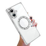 Coque de téléphone MagSafe en TPU à motif CD galvanisé, à angle droit, pour iPhone 16 Plus, pour iPhone 16, pour iPhone 15 Pro Max, pour iPhone 15 Pro, pour iPhone 15 Plus, pour iPhone 15