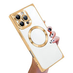Coque de téléphone MagSafe en TPU à motif CD galvanisé, à angle droit, pour iPhone 16 Plus, pour iPhone 16, pour iPhone 15 Pro Max, pour iPhone 15 Pro, pour iPhone 15 Plus, pour iPhone 15