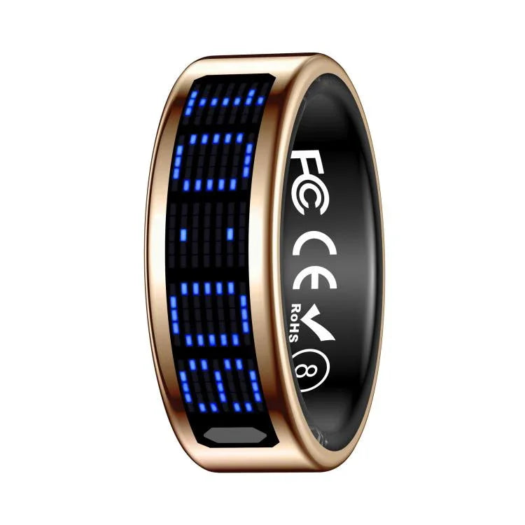 Bague connectée SR16 taille 8, compatible avec le suivi de la fréquence cardiaque, de l'oxygène sanguin et du sommeil, et proposant plusieurs modes sportifs.