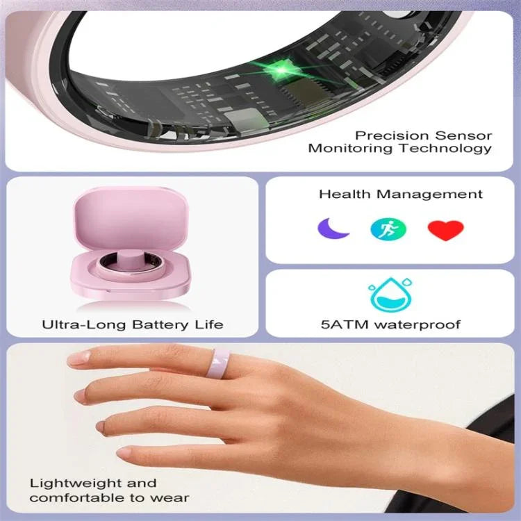 R12 SIZE 6 Smart Ring, Support Heart Rate / Blood Oxygen / Sleep Monitoring / Female Health