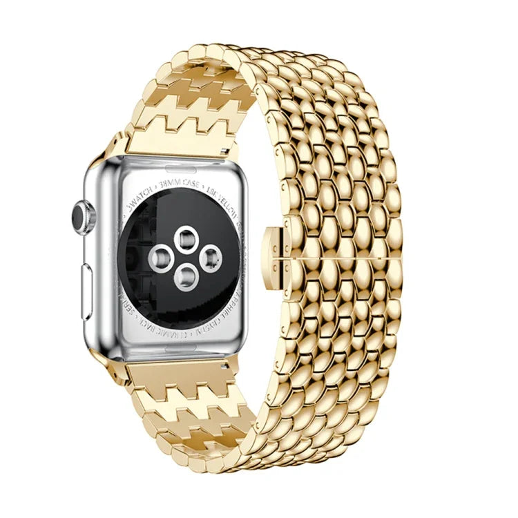 Bracelet de montre en acier inoxydable massif à motif dragon pour Apple Watch Series 3, 2 et 1 (42 mm)