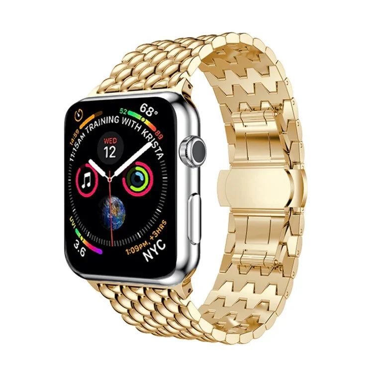 Bracelet de montre en acier inoxydable massif à motif dragon pour Apple Watch Series 3, 2 et 1 (42 mm)